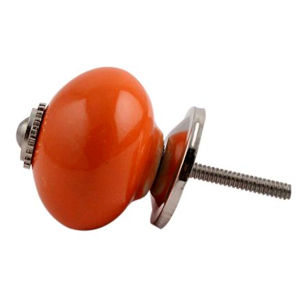 Orange Round Silver Fitting Ceramic Knob